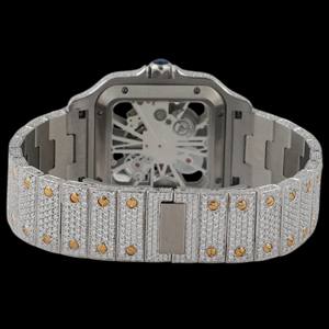 Reloj de Hombre Personalizado con Esfera Cuadrada de Esqueleto, Completamente Adornado con Diamantes Moissanite, Estilo Hip Hop de Moda - Product Image 4