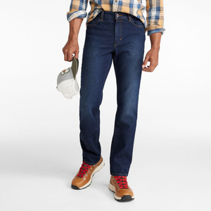 Jean en denim délavé coupe droite pour homme, jambe droite, coupe classique, vente en gros, jeans personnalisés, fournisseur d'usine OEM ODM, pantalon bleu - Product Image 3
