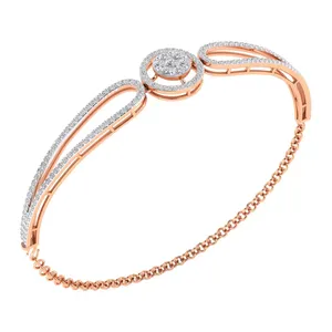 EtherStar Jewels 1.44 CTW Lab Grown Brilliant Cut E Color Diamond Chain Bracelet 18K <b>Solid</b> <b>Gold</b> Split Halo Cluster Women's IGI - Product Image 5
