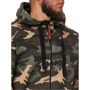 Chándal con Capucha de Camuflaje para Hombre, Cierre de Cremallera Completa, Bolsillos Laterales, Corte Regular Informal, Estilo Otoñal, Poliéster - Product Image 2