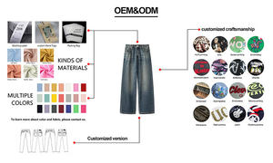 Straight Vintage Cotton <b>Men's</b> <b>Jeans</b> Heavy Duty Custom Vintage Washed Old Pocket <b>Drawstring</b> Straight Leg <b>Jeans</b> with Loose - Product Image 6