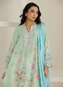 Sehr Co. International Pakistani Modern <b>Silk</b> Dresses for Women-Stylish Party & Wedding Wear Wrinkle Free Digital Print - Product Image 3