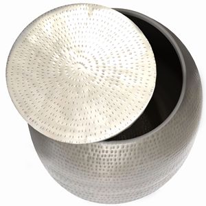 Tavolino d'Appoggio in Metallo Argento Anticato con Griffa, Elegante Arredamento per Soggiorno - Product Image 2