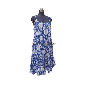 เดรสไหมพรมผ้าฝ้ายโบฮีเมียน 100% ทรงมิดิ คอวี ลายดอกไม้ แขนกุด ทรงเข้ารูป เหมาะสำหรับงานปาร์ตี้ฤดูร้อน - Product Image 3