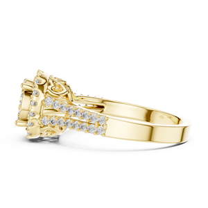 Diamante redondo cultivado en laboratorio TRENDY con halo engastado en oro amarillo de 18 quilates, ideal para fiestas, compromisos, bodas, regalo de San Valentín para mujeres. - Product Image 3