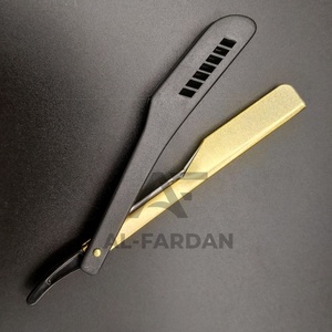 Black Gold Theme <b>Plastic</b> Handle <b>Sliding</b> Blade Barber Saloon Use Shavette Razor With Custom Logo Straight Razor - Product Image 3