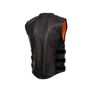 Wholesale Solid <b>Black</b> Men's Real Leather <b>Vest</b> Low Price Customizable Motorcycle Fashion Plus Size Winter Vintage Waterproof - Product Image 5