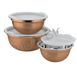 ชุดชามผสมสแตนเลสสตีลทหาร3ชิ้นพร้อมฝาปิดชุดชามสลัดเด็กพร้อมฝา - Product Image 1