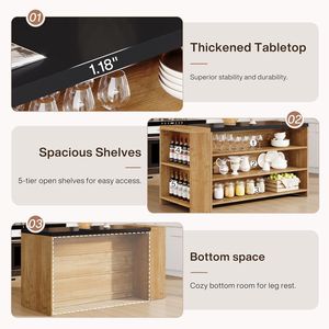 Isola e Carrello da Cucina in Legno Marrone Vintage da 55 Pollici, Design Retrò Elegante per il Tuo Spazio Cucina - Product Image 4