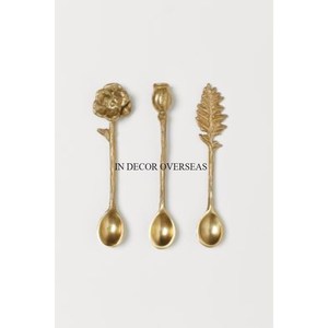 Cuchara de Servir con Diseño de Hoja Plateada y Detalles en Oro, Mango con Motivo de Oliva, Juego de Cubiertos de Lujo - Product Image 3