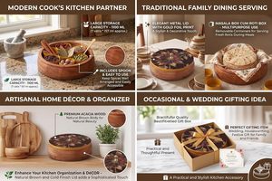 Boîte à épices en bois avec couvercle peint à motifs floraux et intérieur compartimenté pour herbes et épices - Product Image 6