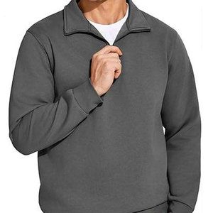 <b>Men's</b> Gray Fleece Zip-Up Jacket Regular Fit Stand Collar Casual Autumn Wear - Product Image 5