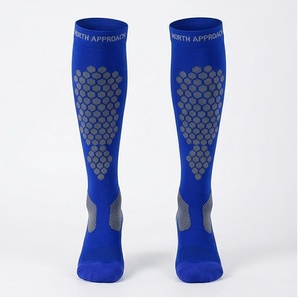 Crew <b>Socks</b> Geometric Pattern Blue Breathable <b>Running</b> <b>Socks</b> for Adults Spring Season - Product Image 1