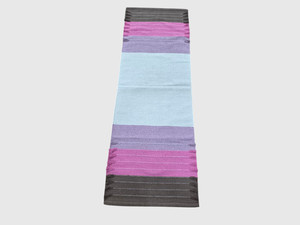 Woven Rectangle <b>Rug</b> With Pink Purple And Gray Stripes <b>Boho</b> Style For Home Decor - Product Image 1