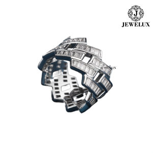 แหวนค็อกเทลทรงเรขาคณิต Jewelux เงินแท้ 925 ชุบโรเดียม ประดับเพชรทรงบาแกตต์ ดีไซน์แบบช่องใส่เพชร สไตล์มินิมอลสำหรับทุกเพศ จากอินเดีย - Product Image 3