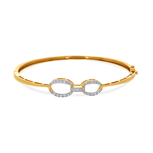 Elegant Gold <b>Infinity</b> Loop Diamond Bangle - Product Image 2