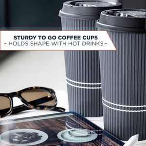 Bicchieri da Caffè Isolati da 22 oz con Coperchi, Grandi Bicchieri Usa e Getta Ondulati per Caffè Caldo da Viaggio - Product Image 3