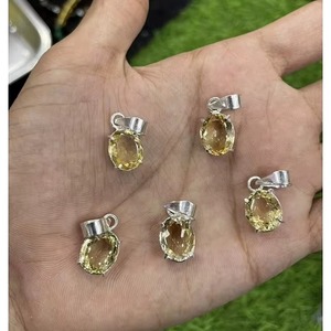 Collier pendentif en citrine véritable, ovale, facetté, bijoux bohèmes d'été, faits à la main, exportateur indien - Product Image 1