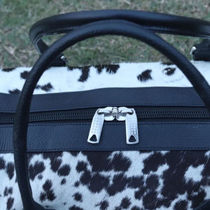 Sac de voyage en cuir de vachette, style personnalisé, sac de voyage en toile - Product Image 5