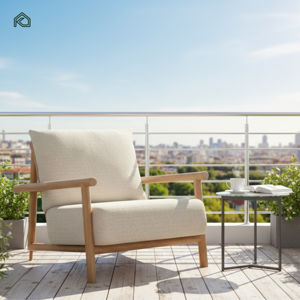 Canapés et chaises longues en teck pour l'extérieur, modernes, avec coussins, pour appartements et hôtels - Sunny - Product Image 1