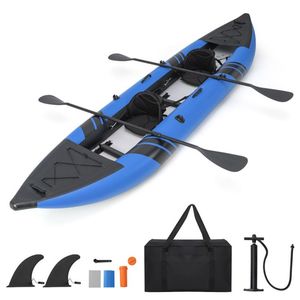 Ensemble de kayak gonflable pour 2 personnes avec pagaies en aluminium et kit de réparation pour les amateurs de sports nautiques - Product Image 4