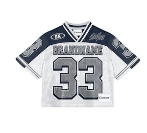 Camisetas Unisex Personalizadas de Corte Cuadrado con Estampado Frontal de Secado Rápido, Jersey de Malla Oversize con Cuello en V, Estilo Retro de Fútbol Americano y Fútbol Soccer - Product Image 5