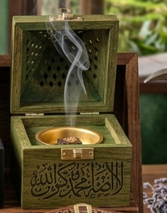 Quemador de Incienso de Madera Hecho a Mano con Diseño de Mezquita Azul, Soporte Aromático de Madera para Bakhoor, Incienso de Agarwood y Oud, Regalo de Ramadán - Product Image 2