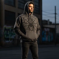 Sweat à capuche pour homme en coton 100% avec motif toile d'araignée, design araignée 3D, streetwear décontracté, polaire, hiver