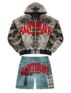 Sweat-shirts à capuche zippés pour hommes Saint Grave Raspberry Avenue Special One SunoCate, style streetwear, imprimé surdimensionné, style automne - Product Image 4