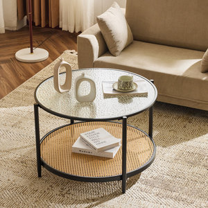 Table basse ronde en rotin noir - Product Image 2