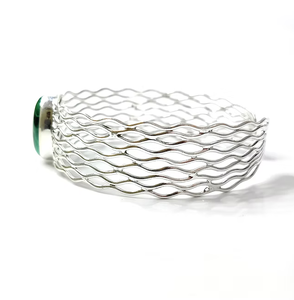 Natural Malachite Cuff Bracelet 925 <b>Sterling</b> <b>Silver</b> Wave <b>Wire</b> Bangle Handmade Green Gemstone Bracelet - Product Image 4