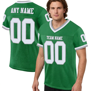 Camiseta de Fútbol Personalizada de Malla Verde con Cuello en V, Manga Corta, Uniforme de Equipo para Adultos, Transpirable, con Estampado Sublimado, Ropa Deportiva para Hombre - Product Image 3