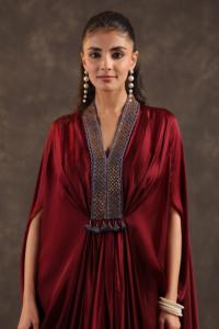 Flayered Kaftan Dress Maroon - Product Image 4