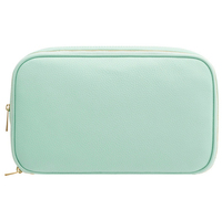 Trousse de Maquillage Portable Roziv Sports en PU avec Fermeture Éclair, Écologique, Style Simple, Couleur Beige, Idéale pour les Voyages