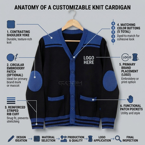 Cosh International - Cárdigan de Invierno Azul y Negro de Grosor Estándar con Logotipo Personalizado de la Hermandad Acrílica Sorority, Manga Larga - Product Image 6
