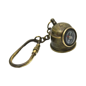 Handmade Vintage Marine Helmet Compass Keychain Fashion Cartoon Alloy Waterproof Hard-Wearing Gift for Travel Enthusiasts - Product Image 1