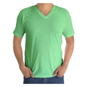 T-shirts décontractés d'été pour hommes de haute qualité, basiques, 100 % coton, à manches courtes, imprimés, à motifs unis, personnalisables, col en V, coupe classique - Product Image 2