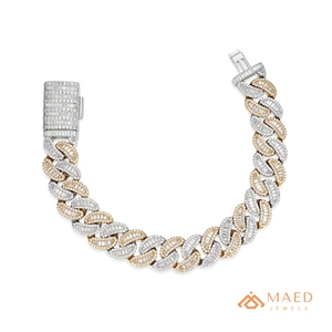 สร้อยข้อมือทองคำ 18K แบบ Cuban Link ประดับเพชรโมอิสซาไนต์ สไตล์ฮิปฮอป สร้อยข้อมือแบบโซ่เส้นเล็ก ของขวัญเครื่องประดับสำหรับผู้ชายและผู้หญิง - Product Image 1