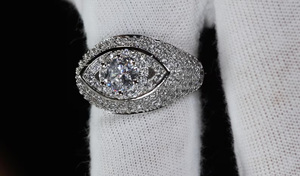 Anillo de Moissanita con Diamantes Estilo Hip Hop para Hombre y Mujer, Anillo Iced de Plata Esterlina 925 con Baño de Rodio, Regalo de Aniversario de Bodas - Product Image 6