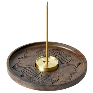 Soporte de madera artesanal para quemador de incienso con acabado de madera para decoración del hogar, para cera aromática y soporte para varillas de incienso - Product Image 5