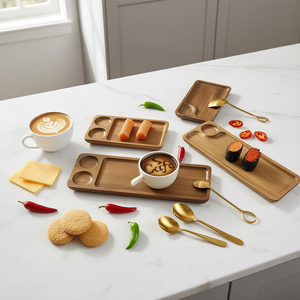 ถาดเสิร์ฟไม้คุณภาพพรีเมียม ดีไซน์ทันสมัย สำหรับอาหารเช้า ชา กาแฟ ขนม และเครื่องใช้บนโต๊ะอาหาร - Product Image 3