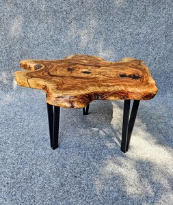 Wild Olive Live Edge <b>Coffee</b> <b>Table</b> – Handcrafted Olive Wood Slab <b>Table</b> with Modern Legs Rustic Handmade Furniture Decor - Product Image 6
