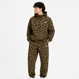 Ensemble de survêtement léger à capuche pour homme, imprimé léopard marron, coupe-vent, style streetwear, avec veste et pantalon de jogging, vente en gros, personnalisable, style streetwear chinois - Product Image 6