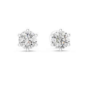 Exquisitos pendientes de diamante solitario de corte redondo en oro macizo, joyería fina de lujo hecha a mano para mujeres, novias y como regalo. - Product Image 5