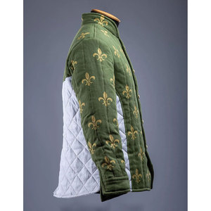 Breathable Two-Tone Green White Cotton Medieval Padded Gambeson Custom Coat <b>Jacket</b> Renaissance Custom OEM ODM - Product Image 3
