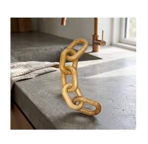 Eco-Friendly Polished <b>Wooden</b> Chain Link Set Stylish Durable Lightweight Tabletop Home Decor Accessories - Product Image 5