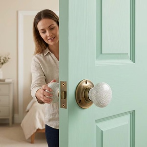 Ceramic Modern Round <b>Door</b> <b>Knobs</b> with Bronze Base-Durable Antirust Easy Installation Cabinet & Storage Hardware - Product Image 3