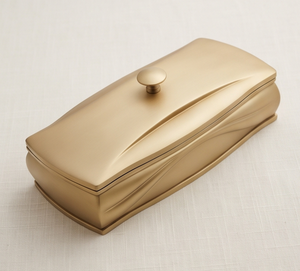 Boîte de rangement élégante rectangulaire en métal doré pour fruits secs, boîte de rangement de luxe pour dattes, avec bouton décoratif à motif ondulé, boîte cadeau décorative pour la cuisine - Product Image 5