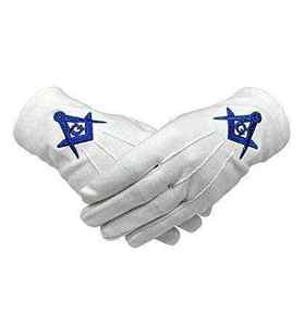 Gants en coton blancs maçonniques standard avec équerre et compas, Mitaines de regalia maçonniques pour le sport, Gants en coton maçonniques - Product Image 5