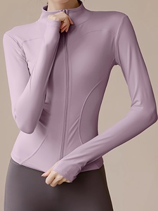 Women's Yoga <b>Jackets</b> Breathable Quick Dry Spandex/Nylon Front Zipper Plus Size Active Wear <b>Workout</b> Outdoor Sports Fitness Stand - Product Image 4